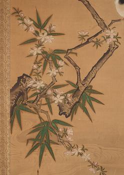 A hanging scroll, ink and color on silk. Japan, 20th century.