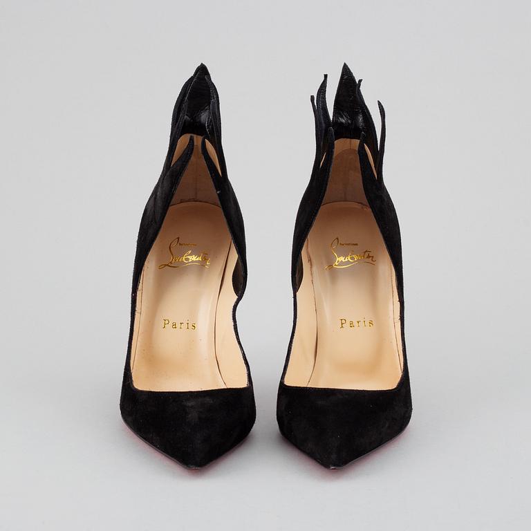CHRISTIAN LOUBOUTIN, a pair 'Victorina' of high heel suede shoes, size 36½.