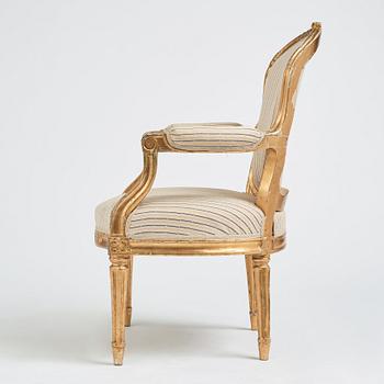 A Gustavian armchair, second part of the 18th century.