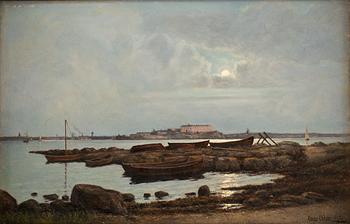 OSCAR OHLSON, olja på pannå. Signerad och daterad 1892.