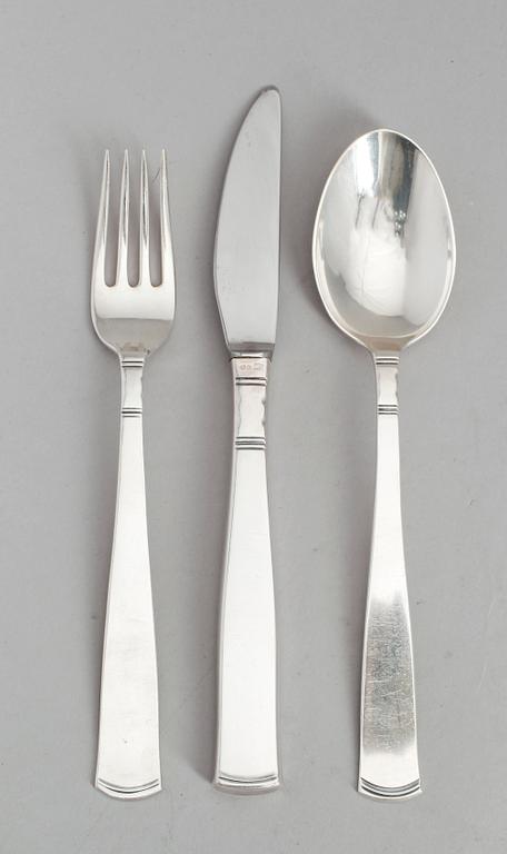 BESTICK, 36 delar, silver, Rosenholm, GAB, Stockholm 1960-/70-tal. Vikt med stålblad ca 1762 gram.