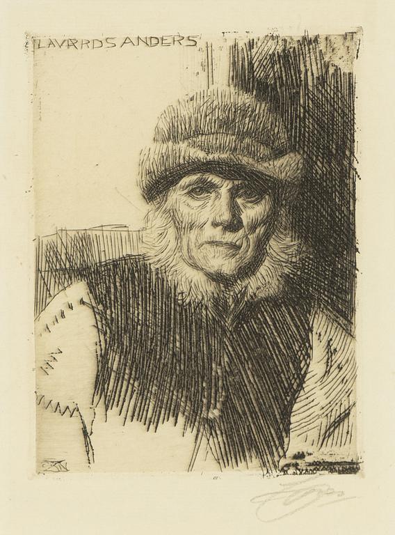 Anders Zorn, etching, 1919, signed in pencil.