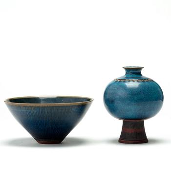 Wilhelm Kåge, A Wilhelm Kåge 'Farsta' stoneware vase and a bowl, Gustavsberg's studio, Sweden 1955-56.