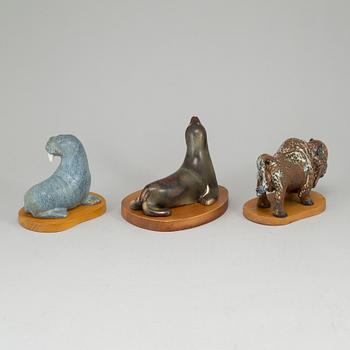 GUNNAR NYLUND, three stoneware figurines from Rörstrand.