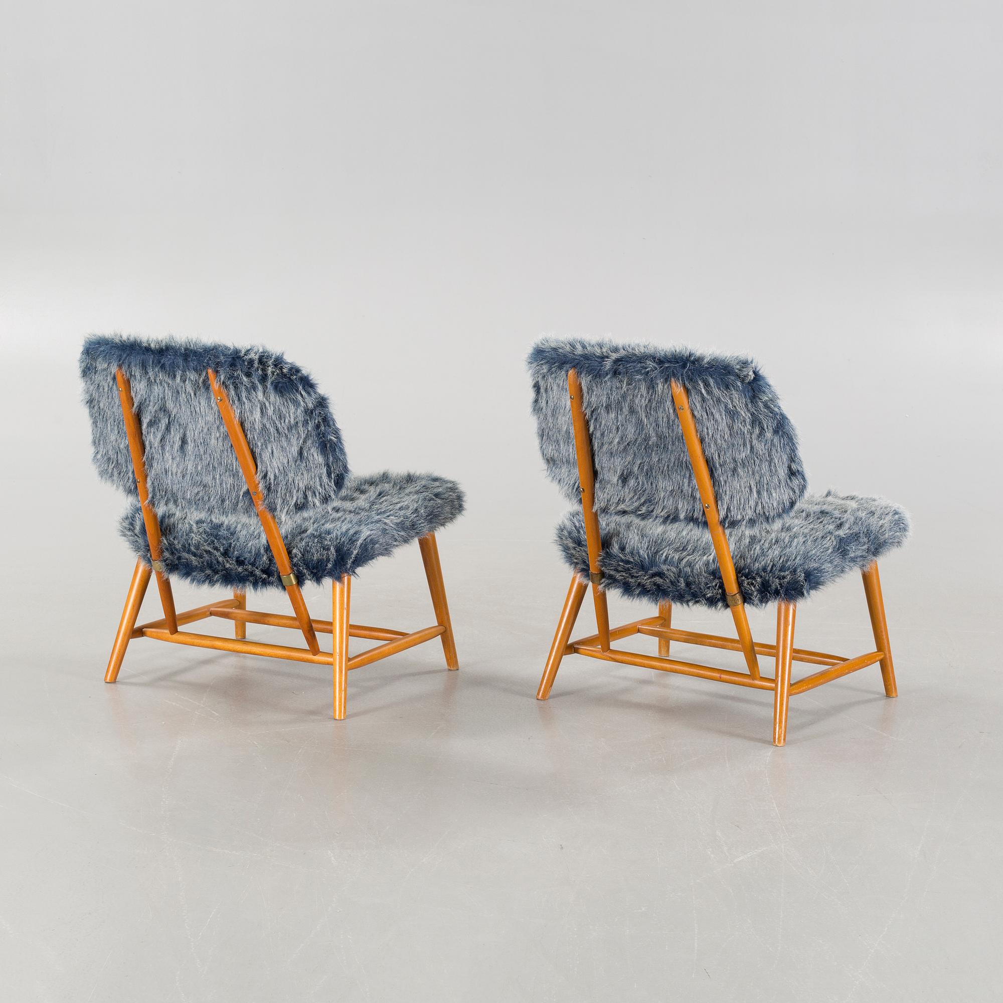 A pair of "TeVe" chairs by Alf Svensson for Ljungs Industrier AB.Malmö, second half of the 20th century.