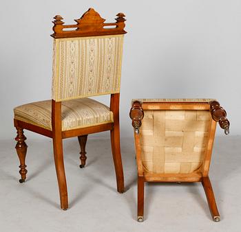 SALONGSMÖBEL, 7 delar, nyrenässans, sent 1800-tal.