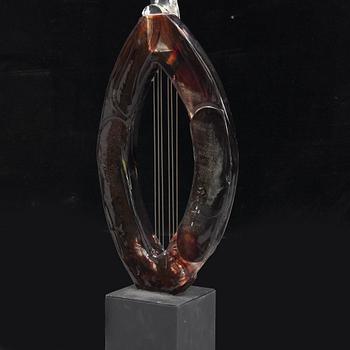 Kjell Engman, a unique glass sculpture of a guitar, Kosta Boda, Sweden.