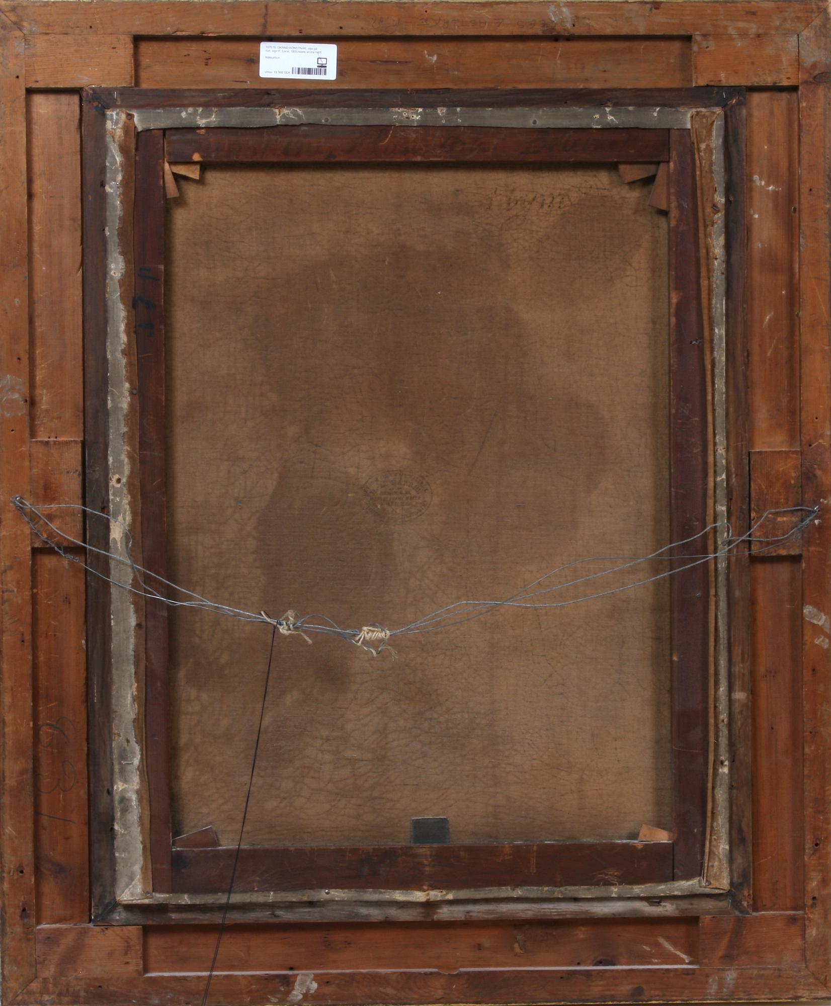 OKÄND KONSTNÄR, olja på duk, sign F. Lane, 1800-talets andra hälft.
