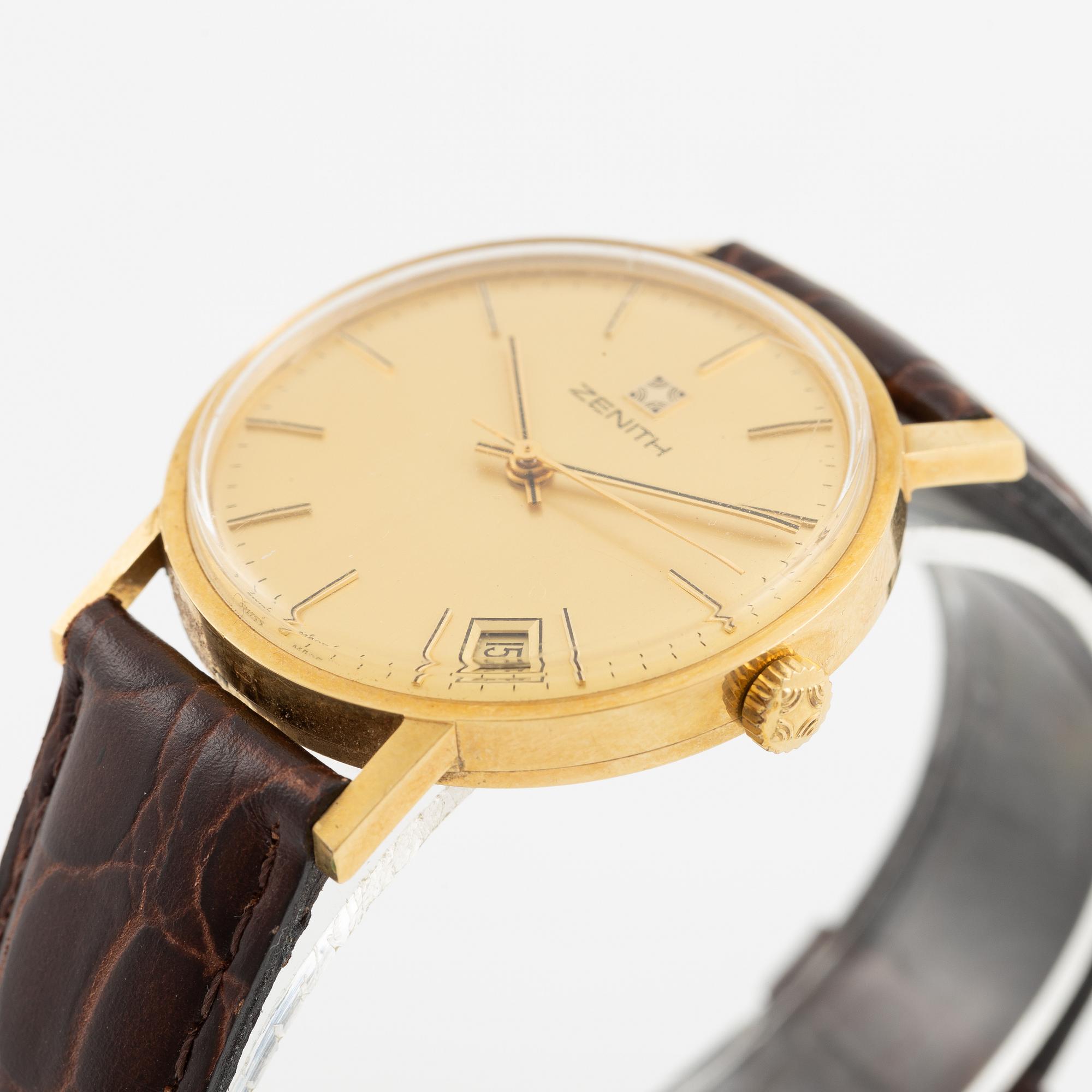 Zenith, wristwatch, 18K gold, 34 mm.