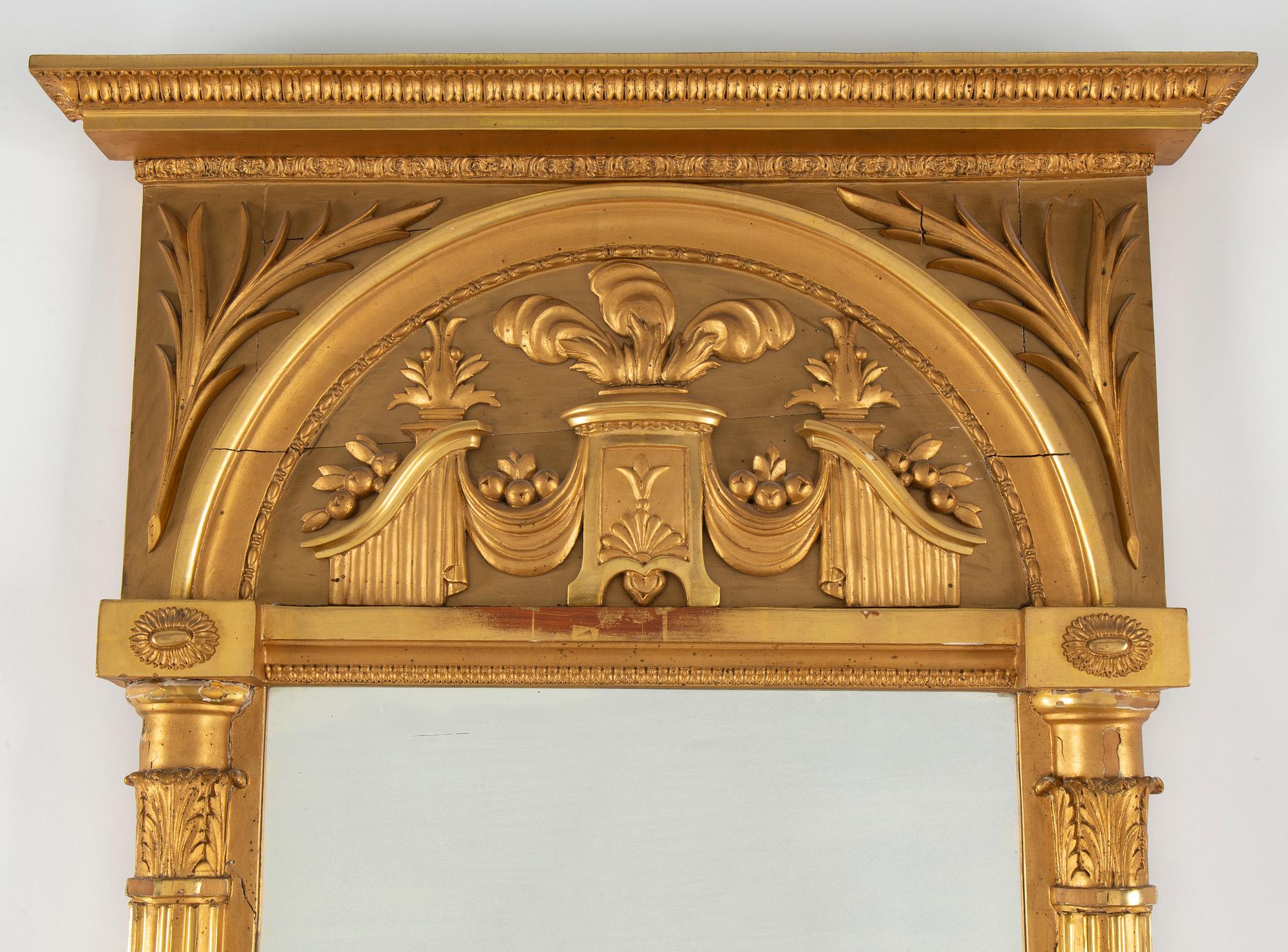 A Swedish mirror and console table, Empire, first half of the 19th century.