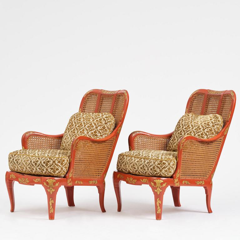 Carl Malmsten, a pair of Swedish Grace armchairs, cabinetmaker Albin Johansson, Stockholm, for Villa Kvikkjokk, 1927-28.
