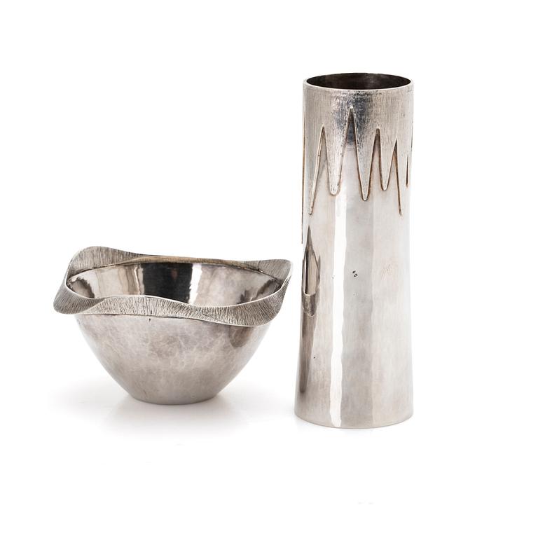 Michael Hammar, vase and bowl, silver, MHA, Stockholm, 1978–1986.