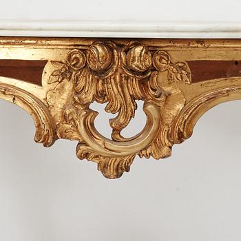 A pair of Rococo console tables, presumably Germany, 18th century.