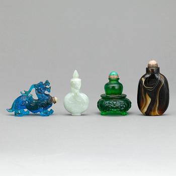 SNUSFLASKKOR, 4 st, glas, nefrit, Kina.