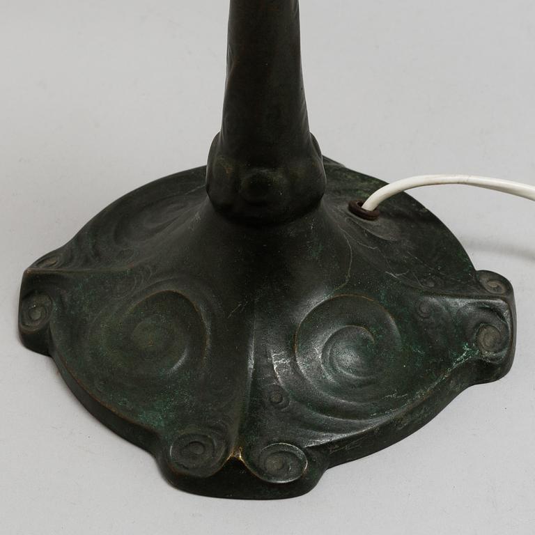 An early 20th century bronze table light by Herman Bergmans konstgjuteri Stockholm, Jugend.