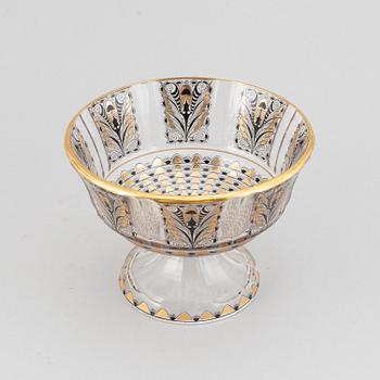 Adolf Beckert, skål på fot, glas, jugend, Steinschönau, 1910/20-tal.