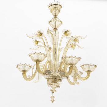 A venetian style glass chendelier, mid 20th century.