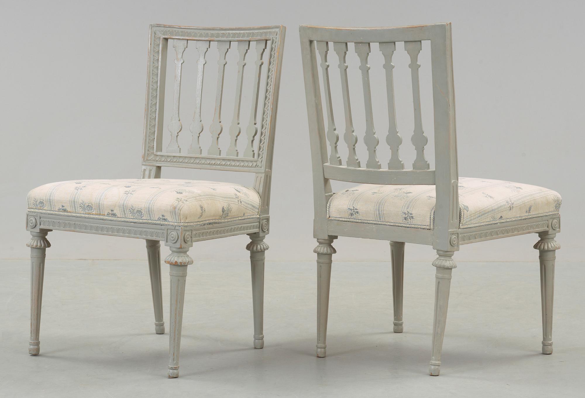 STOLAR, sex stycken, av Ephraim Ståhl (mästare i Stockholm 1794-1820). Sengustavianska.