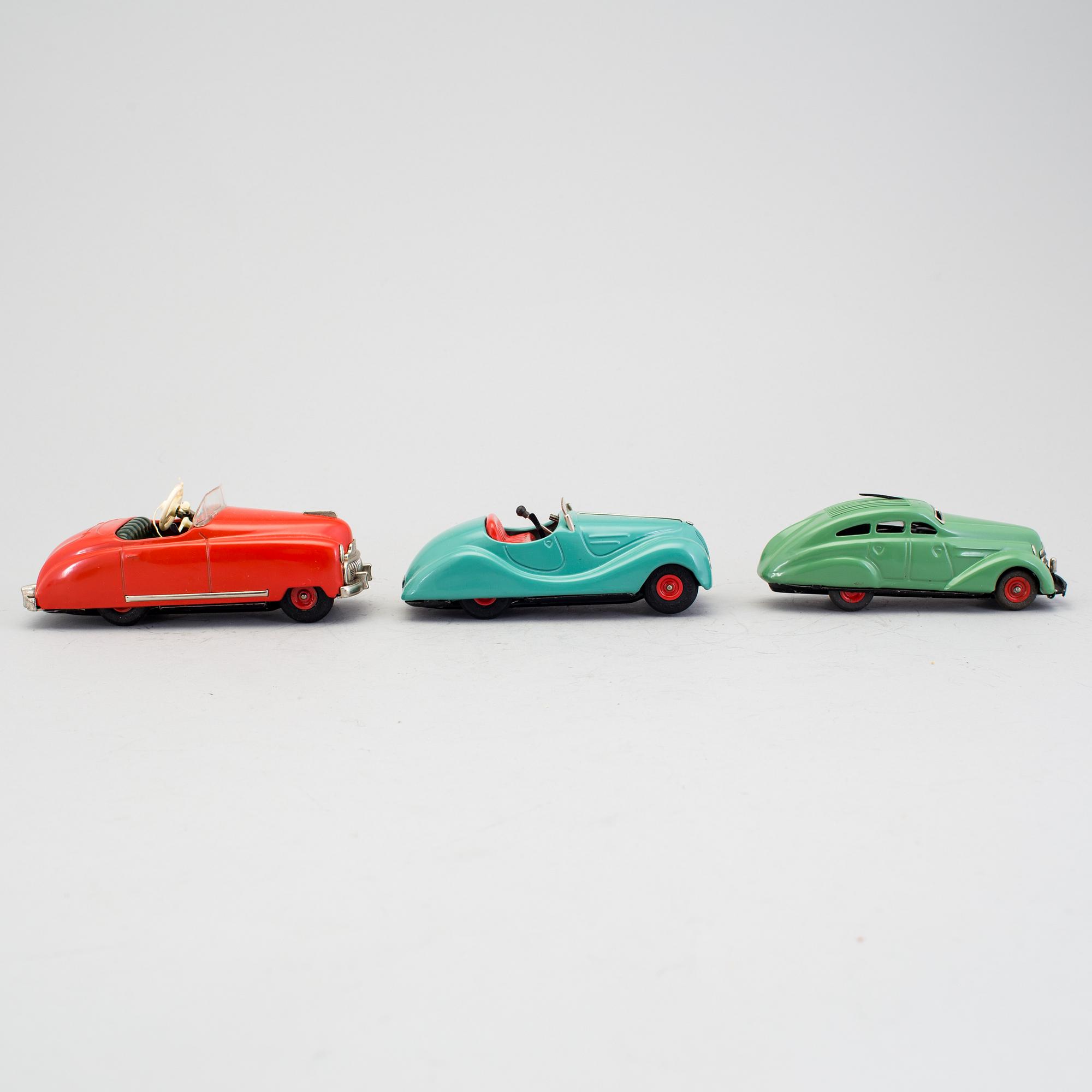 A lot of 3 Schuco cars, Germany, ca 1950.