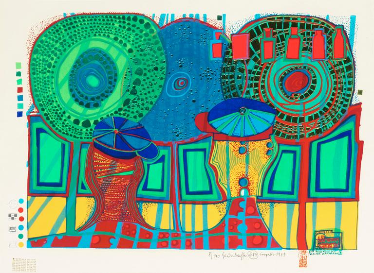 Friedensreich Hundertwasser, "A rainy day with Walter Kampmann".