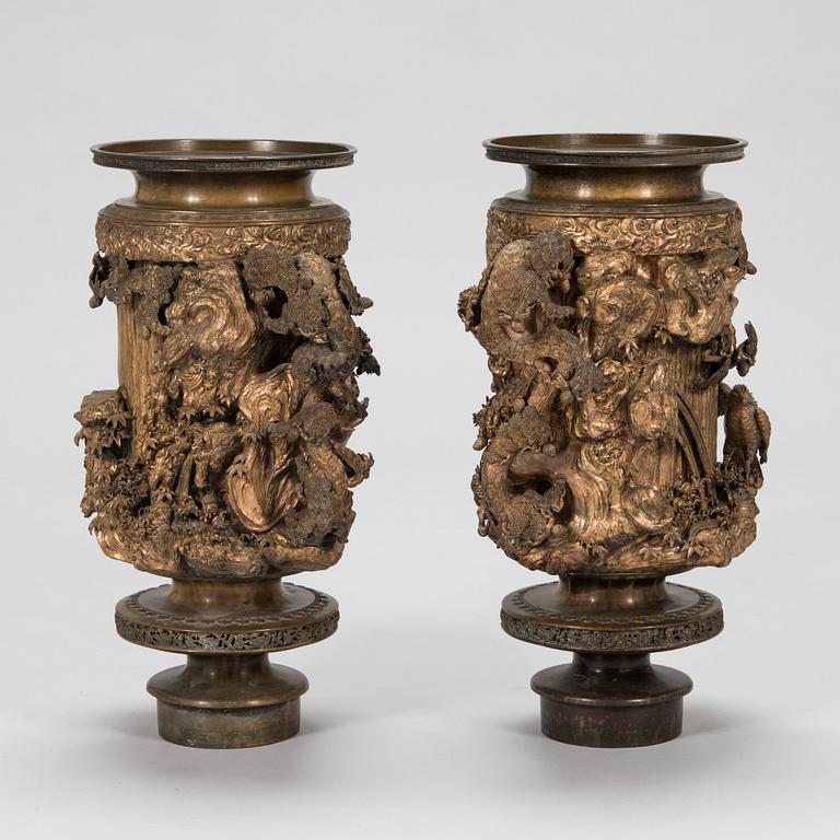 Parts to two bronze insence burners, late Meiji-period, late 19th century, Japan.