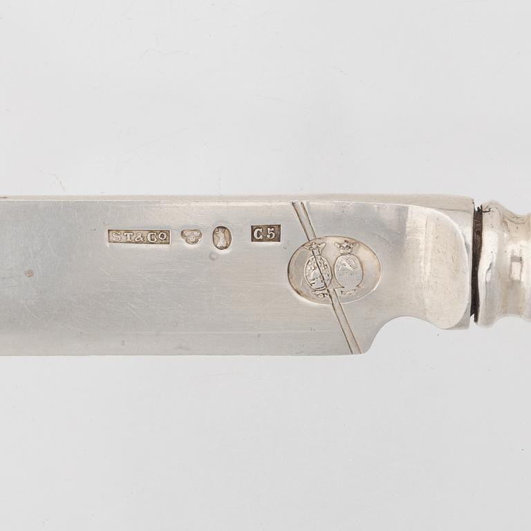 A set of 19 silver cutlery parts, including Gustaf Möllenborg, Stockholm 1888.