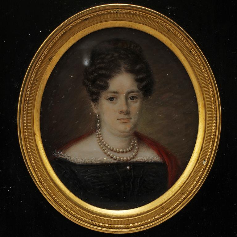 MINIATYRPORTRÄTT, okänd konstnär, gouache, 1800-talets första hälft.