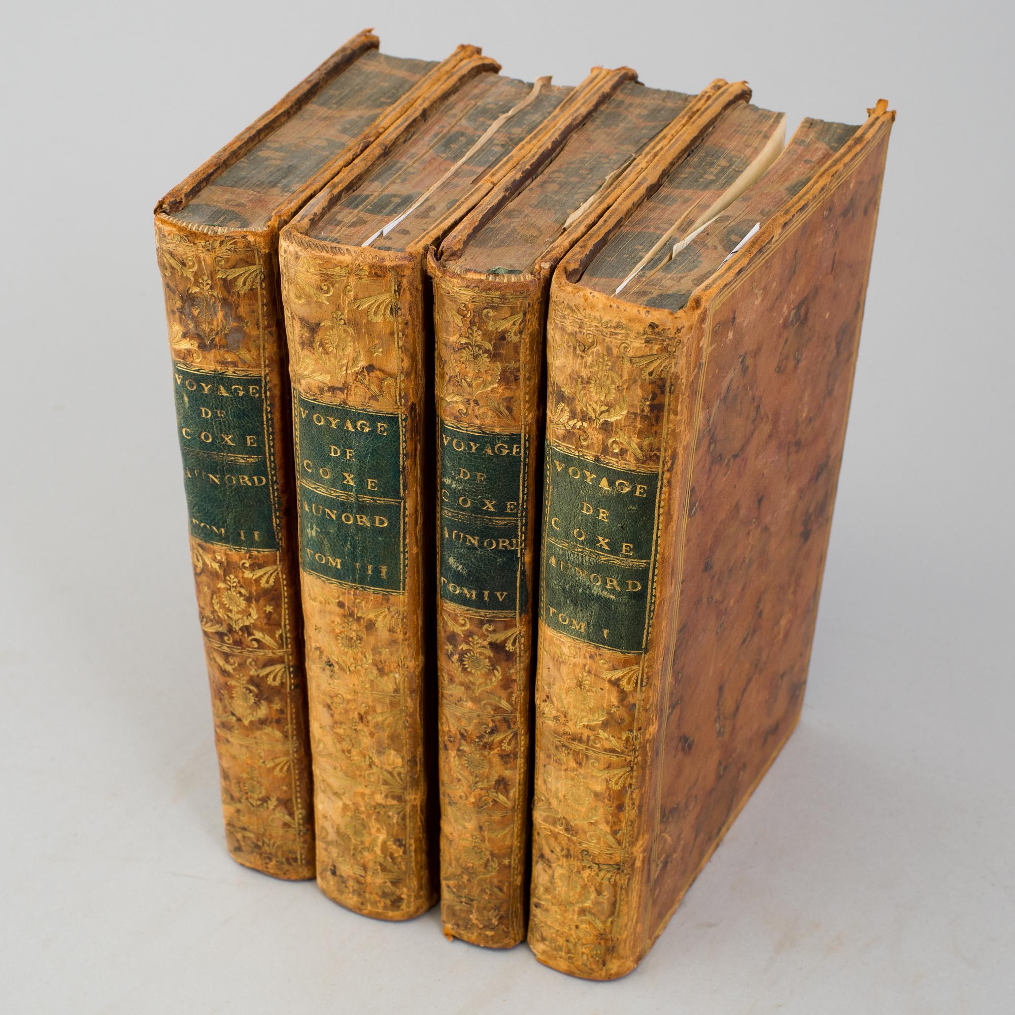 A set of 4 book, William Coxe: Voyage en Pologne, Russie, Suède, Dannemarc,  1-4 vol.   Buisson, Genève, Buisson, 1786.