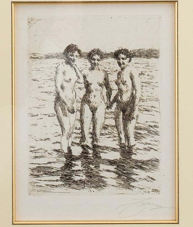 ANDERS ZORN, etching, 1910, signed in pencil.