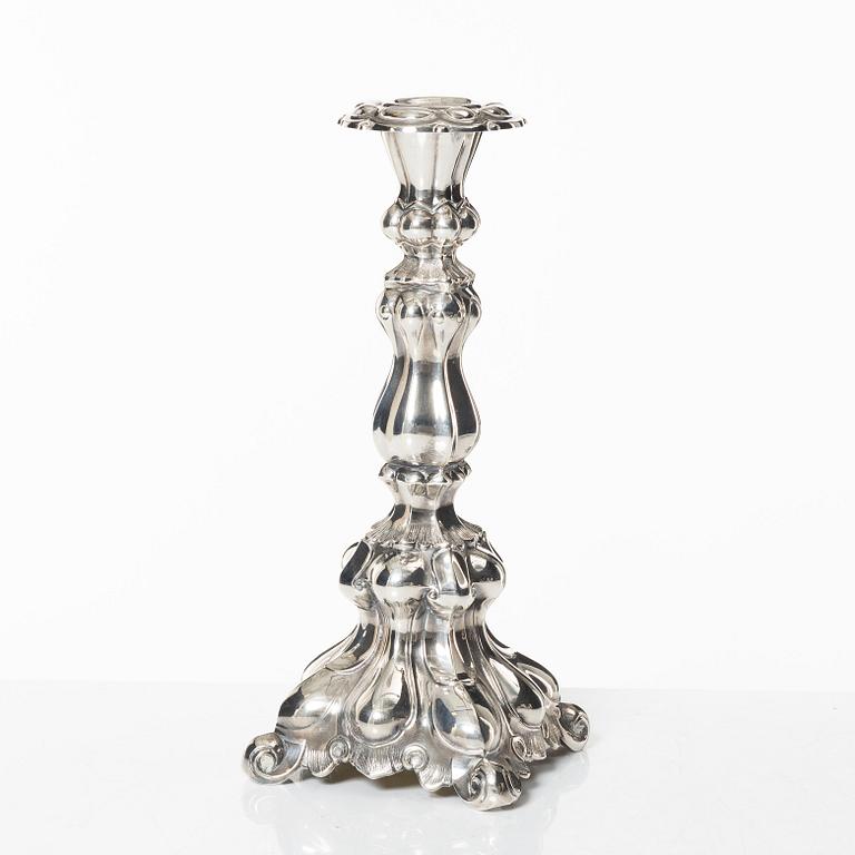A silver candelabrum, marks of Kultakeskus Oy, Hämeenlinna, Finland 1973.
