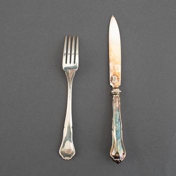 A set of 24 (12+12) fruit-cutlery, marked T.E., Stockholm 1927.
