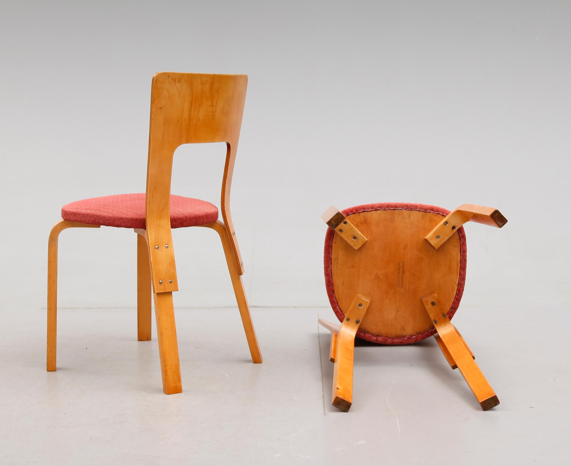 STOLAR, 4 st, "Artek", SAMT PALL,  Alvar Aalto, 1900-talets andra hälft.