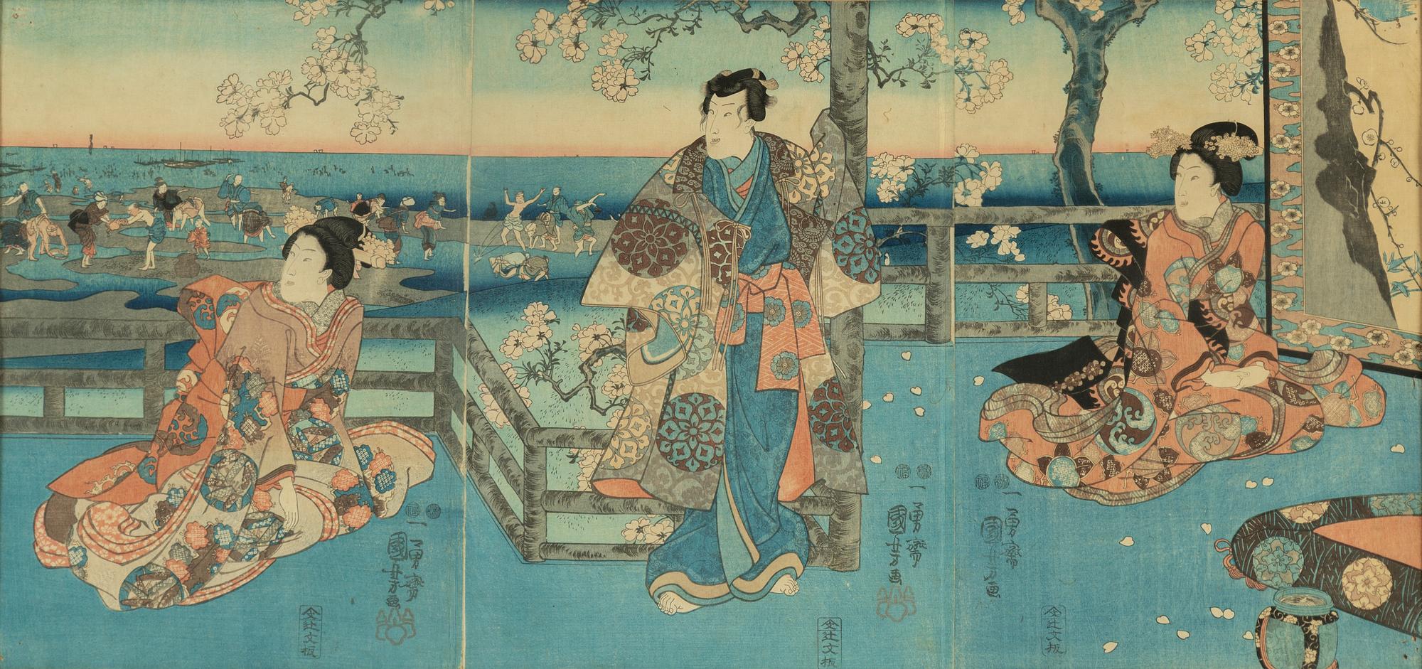 UTAGAWA KUNIYOSHI (1797/98-1861), a colour woodblock triptych, Japan, 19th century.