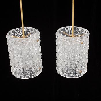 TAKLAMPOR, ett par, glas. Orrefors, design Carl Fagerlund. 1960-tal.