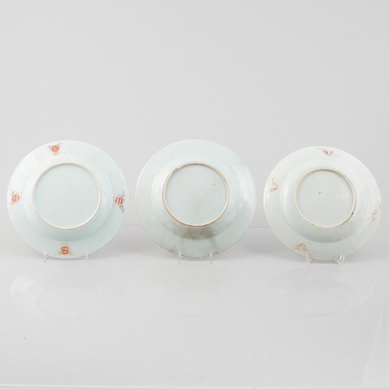 Six export porcelain plates, China, Yongcheng (1723-35) & Qianlong (1736-95).