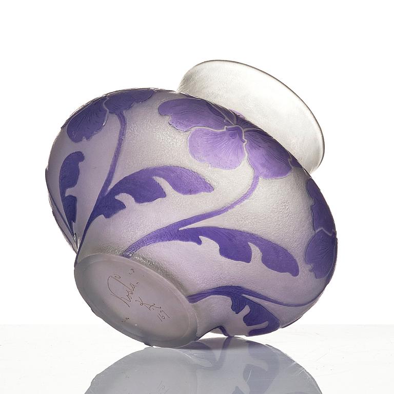 Karl Lindeberg, an Art Nouveau cameo glass vase, Kosta, Sweden, model 167.