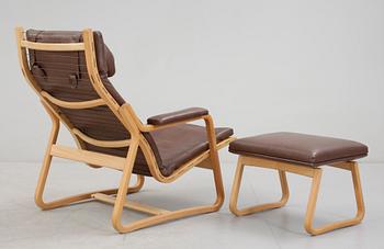 FÅTÖLJ samt PALL, France & Daverkosen, Danmark, 1900-talets andra hälft.