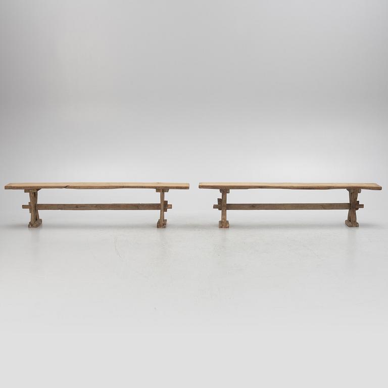 Benches, a pair,