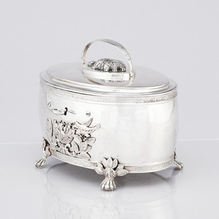A Swedish 19th century silver sugar-casket, marks of Henrik Christoffer Klint the younger, Stockholm 1817.