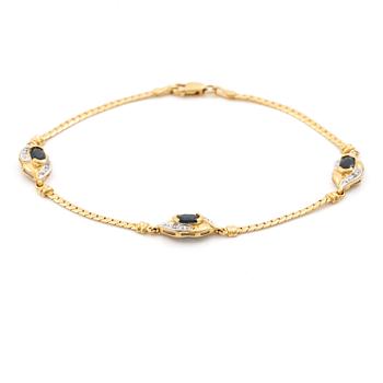 Bracelet, 18K gold with sapphires and small single-cut diamonds, Italy.