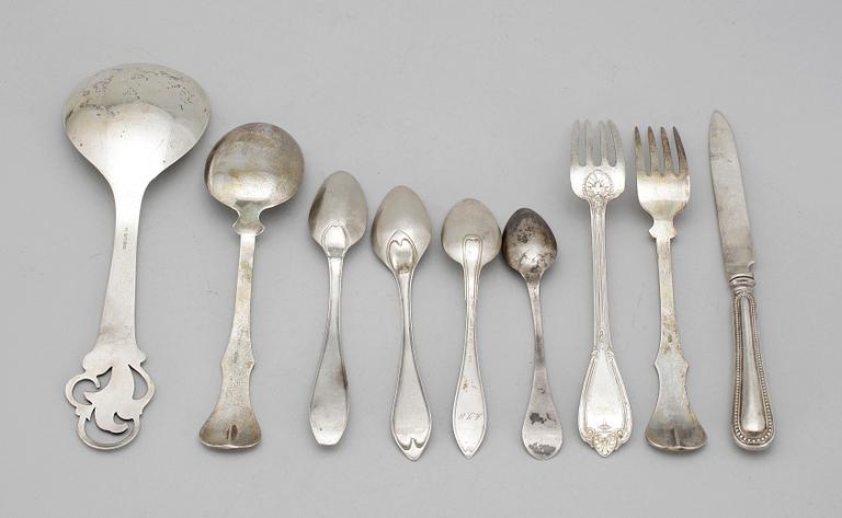 PARTI BESTICK, 17 st, silver, 1800/1900-tal. Tot vikt ca 464 gram.