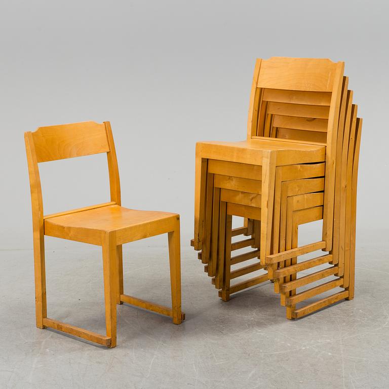 A set of six mid 20th century chairs 'Orkesterstolen' by Sven Markelius.