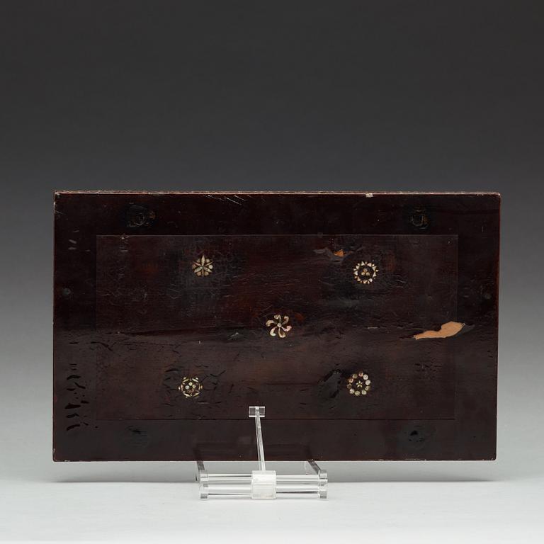 A lacquer and mother of peal panel, late Ming/early Qing dynasty.