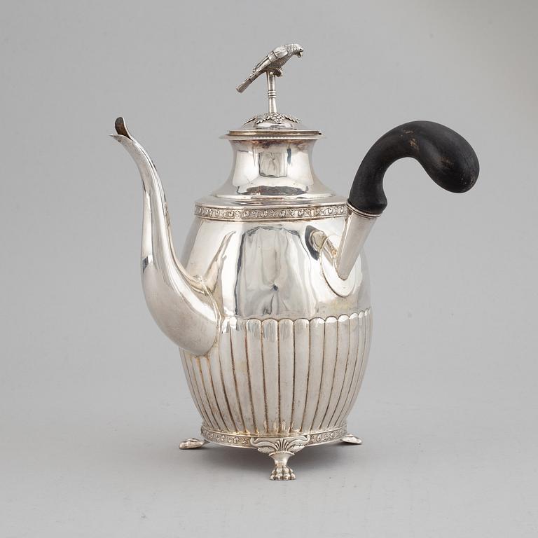 A swedish silver empire coffee pot, mark of Petter Adolf Sjöberg, Stockholm 1829.