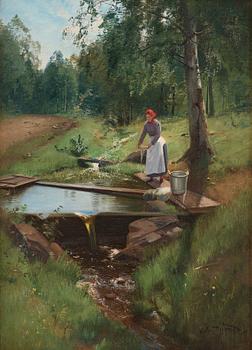 596. Alfred Thörne, Washing by the river.