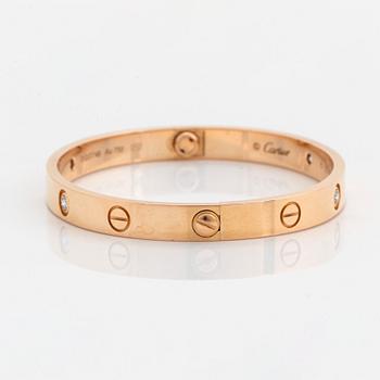 Cartier armband "Love" 18K roséguld med fyra runda briljantslipade diamanter.