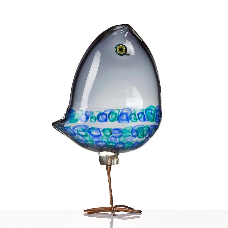 Alessandro Pianon, skulptur, "Pulcino", fågel, glas, Vetreria Vistosi, Italien, 1960-tal.