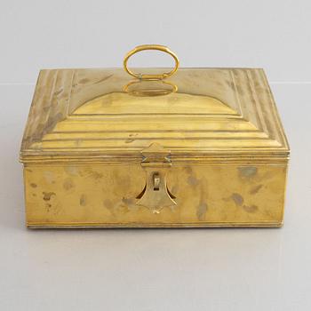 A Northern-European brass casket, dated 1778.