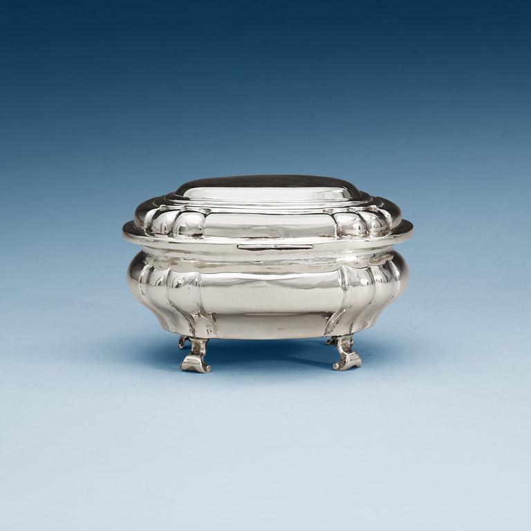 A Swedish 18th century silver casket, makers mark of Petter Ersson Lund, Stockholm 1747.