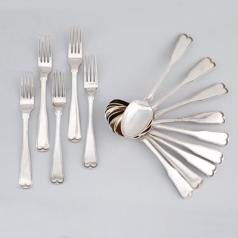 BESTICK, 14 snarlika delar, silver, Danmark, 1940-70-tal. Vikt ca 790 gram.